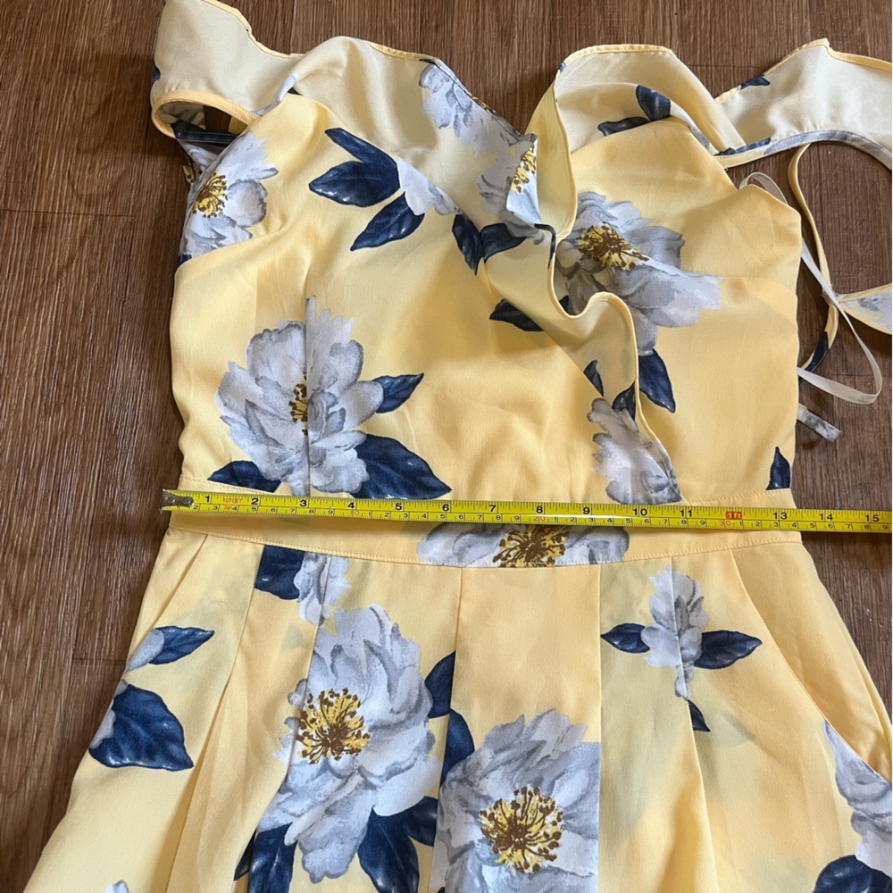 SOLD J.O.A. Butter Yellow Floral Ruffle Jumpsuit - Picture 7 of 9
